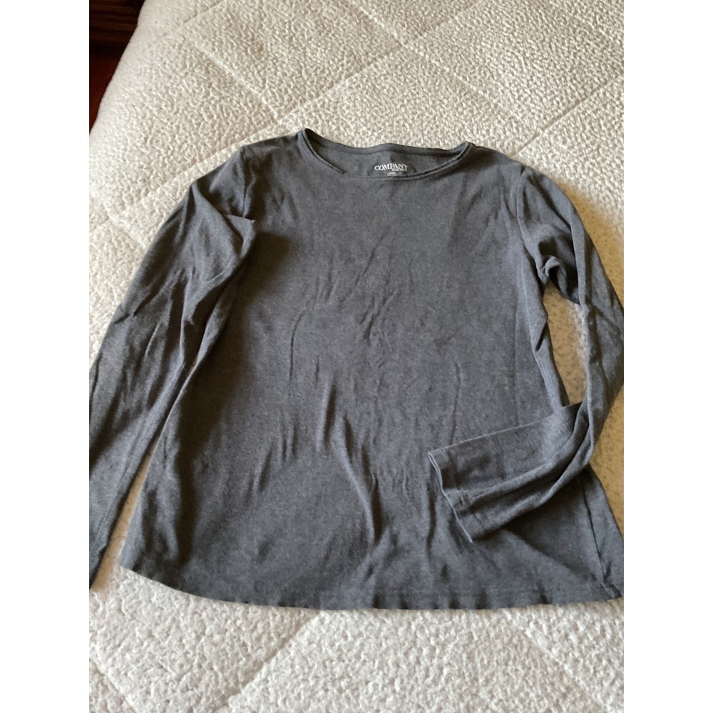 Company Ellen Tracy Long Sleeve Tee Women Medium Gray Excellent Cotton Blend